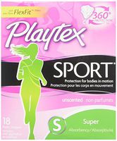 Playtex Sport Tampons with Flex-Fit Technology, Super, Unscented - 18 Count (packaging may vary)