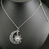 Gift Crescent Unisex Chain Filigree Moon And Sun Pendant Jewelry Necklace Woman Beautiful Bright Cute For gift Lovely Cheap Aesthetic Beads Comfortable