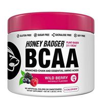 Honey Badger Vegan Keto BCAA + EAA Electrolyte Powder | Wild Berry | Natural Gluten Free Amino Acids Essential Aminos Sugar Free + Sucralose Free | 30 Servings