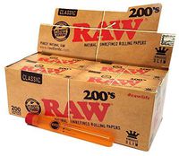 RAW King Size Slim 200 (40 Packs/Full Box, 8000 Papers) with XL Rolling Paper Depot Doob Tube