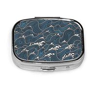 Fashion Square Pill Box Medicine Storage Bag Pocket Or Easy to Use Pillcase Medicine Bag Storage Bag Japanese Vector Pattern Including Ethnic Japan Motif with Multicolored Typical