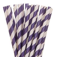 Dark Purple Striped Paper Straws (25)