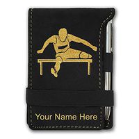 Mini Notepad, Hurdles Man, Personalized Engraving Included (Black)