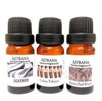 Set Of 3 - Leather, Cuban Tobacco and Exotic Oud Wood Premium Fragrance Oils .34 oz (10ml) each Bottle- Premium Top Quality Therapeutic Grade Oil