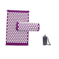 Acupressure mat Acupressure Lotus Spike Massage Pads Rug Acupressure Mat+Pillow Back Neck Stress Relief Yoga Cushion Massager Relaxation new (color : Purple1)
