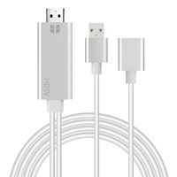 USB to Hdmi Cable Adapter, Exteren 2 in1 USB 3.0 to HDMI 4K HD 1080P Digital HDTV AV TV Adapter for iPhone Xs/XS MAX/XR (Silver)