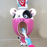 Kids Toothpaste Dispenser, Fashion Hands Free Toothbrush Dispenser Wall Mount Automatic Cartoon Cute Animal Toothpaste Squeezer Perfect Gift for Children (B)