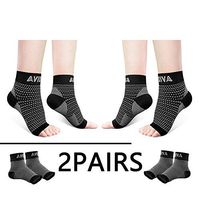 AVIDDA Ankle Brace for Men Women 2 Pairs Plantar Fasciitis Socks with Arch Support Compression Foot Sleeve for Achilles Tendon Support Sprained Ankle Swelling Flat Feet Black M