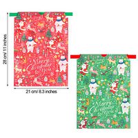 Blulu 20 Pieces Christmas Drawstring Bags Christmas Candy Treat Bags Goody Wrapping Bags for Christmas Party Favor, Red and Green