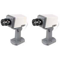 uxcell Fake Security Camera Dummy Motion Detection System with Blinking Red LED Warning Alert Light for Home Outdoor Indoor 2pcs