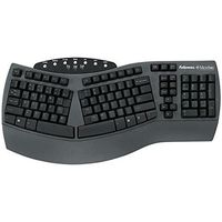 Fellowes - Ergonomic Split-Design Keyboard w/Antimicrobial Protection, 117 Keys, Black