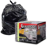 UltraSac Contractor Trash Bags - (50 Pack/w Ties) - Heavy Duty 3 MIL Thick, 39' x 32', Shorter 33 Gallon Black Version - for Industrial, Commercial, Professional, Construction, Lawn, Leaf, and More