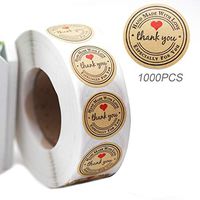 1000pcs Handmade with Love Sticker, YOGET 1'' Round Thank You Stickers Roll Kraft Paper Strong Adhesive Stickers
