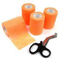 Alfie Pet - Magee Self Adherent Cohesive 4-Piece Wrap Bandages with Scissor Set - Color: Orange, Size: 10cm