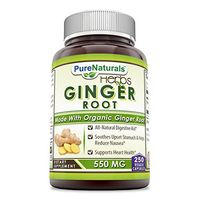 Pure Naturals Ginger Root Supplement - 550 mg Capsules (Non-GMO) - Easy to Swallow Capsule - Commonly Used Natural Remedy for Nausea Due to Pregnancy & Other Conditions* (250 Count)