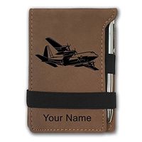 Mini Notepad, Cargo Airplane, Personalized Engraving Included (Dark Brown)