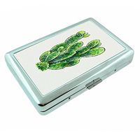 Cactus Desert Plant S2 Silver Cigarette Case Metal Wallet Id Holder 4" X 2.75" RFID Protection