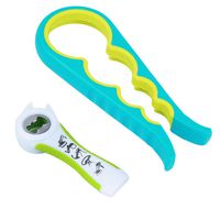 Bloss 2 Pieces Lid Opener, 5 in 1 Multi-function Can Opener, Bottle Opener Kitchen Gadgets with Non-Slip Handle for Seniors, Arthritis, Women - Ideal Gifts (Green)