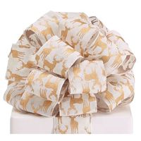 Burton and Burton 9731641#40 Gold Deer Linen Wired Ribbon, Multicolor