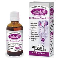Cantharis UTI Relief Drops. Helps Relieve Urinary Tract Symptoms: Burning & Stinging Pain When Urinating, Bladder Irritation, Strong urge to urinate. 1.83 fl oz. Made in USA