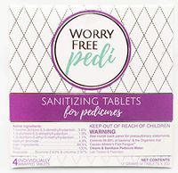 Worry Free Pedi sanitizing tablets for pedicure, help prevent toenail fungus, athletes foot, foot odor and dry cracked feet.