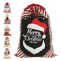 fannybuy Santa Sack Personalized Bags Large Drawstring Canvas Burlap Bag Drawstring Delivery Extra Large Size 27.5"x19.5" (J)
