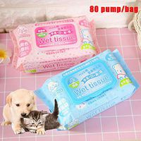 MoO1deer 80Pcs Safety Cleaning Wet Wipes Pet Dogs Cat Wet Tissue Wipes Cleaning Napkin Stain Remover Towelette Pink 80pcs