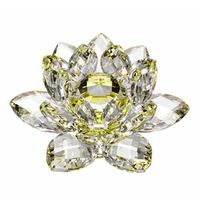 Amlong Crystal Hue Reflection Crystal Lotus Flower with Gift Box, Yellow (3 Inch)