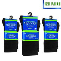 Bulk Case 120 Pairs - Wholesale Physician Approved Diabetic Socks Crew Loose Fit Size 10-13 for Men and Women in Black