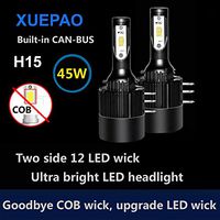 2x H15 LED Headlight Easy Install Canbus No Error Free High Beam Daytime Running Light DRL Head Lamp for Audi Mercedes VW Golf GLA
