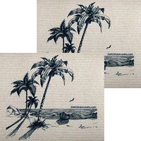 Peaceful Beach Set of 2 Each Swedish Dishcloths | ECO Friendly Absorbent Cleaning Cloth | Reusable Cleaning Wipes