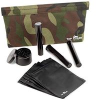Top Class Ventures Smell Proof Bag with Accessories – 11"x6” Smellproof Pouch, Grinder, 5 Resealable Mylar Bags, and 3 J-Tubes – Odorless Storage Case – Waterproof Airtight No Odor Container – Camo