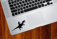 Yadda-Yadda Design Co. Cowboy Riding Dinosaur - Trackpad/Keyboard - Vinyl Decal - Raptor Dino Cowboy