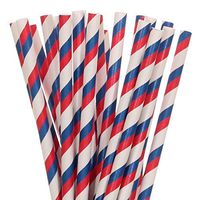 Biodegradable Paper Straws Navy Blue And Red Striped (25)
