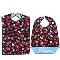 BIHIKI 2 PCS Adult Bib for Eating with Crumb Catcher,PVC Waterproof Clothing Protector,Stain Resistant Adult Aid Apron for Elderly Patient Senior,18.5"X24.8"