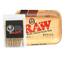 Raw Small Rolling Tray Bundle with 55 98 Special Pre Rolled Cones with Wild Bills Scoop