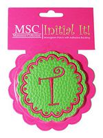 MSC Letter "T" Monogram Patch with Adhesive Backing - Green