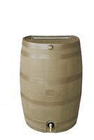 RTS Home Accents 50-Gallon Rain Water Collection Barrel with Brass Spigot, Tan