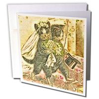 3dRose Kitty Brides Altered Vintage Image by Angelandspot - Greeting Cards, 6 x 6 inches, set of 12 (gc_10891_2)