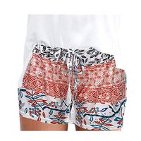Kirbyates Women's Casual Shorts Sexy Hot Pants Summer High Waist Embroidery Bohemian Hut Short Pants Orange