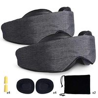 2 Pack Sleep Eye Mask 100% Blackout Eye Mask with Zero Eye Pressure, Adjustable & 3D Contoured Eyecups - for Light Sleepers, Travellers, Midday Nappers, with Earplugs & Carry Pouch