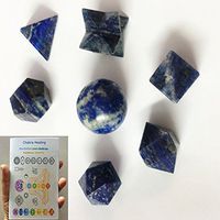 Free 20 Page Chakra Booklet with Lapis Lazuli 7 Stones Sacred Geometry Set comes with Velvet Pouch Its deep, celestial blue remains the symbol of royalty&honor,gods & power,spirit & vision By V JEWELS