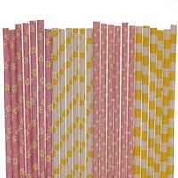 Pink and Yellow Paper Straw Mix (100)