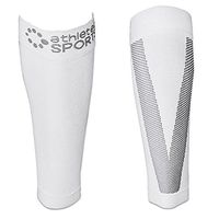 Athletec Sport Compression Calf Sleeve (20-30 mmHg) for Shin Splints, Running, Travel, Cycling, Leg Pain and Calf Pain Relief - Size Small/Medium in White (One Pair)