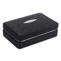 Smoking Set/Cigar Humidors Cedar Wood Lined Cigarette Box Quality Leather Surface Solid Wood Box Can Accommodate 6 Cigars with Humidifier Travel Portable Men's Gift Box Mute (Color : Black)