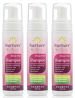 No Rinse Shampoo by Nurture | Rinse Free Shower Cap Alternative - Foaming Pump Bottle - Waterless Nourishing Foam Shampoo That Cleanses and Rejuvenates - 3 Bottles - 8.5 fl oz Each