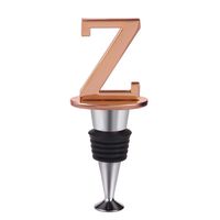 Wine and Beverage Bottle Stopper With Rose Gold Finish,F-Initial (LetterZ)