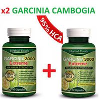 [New] 2 X Bottles-3000mg Daily Garcinia Cambogia HCA 95% Weight Loss Diet Slim, Powerful New Garcinia Cambogia Extract, Maximum Strength Natural Weight Loss Supplement Appetite Suppressant Fat Burner
