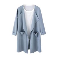 ManxiVoo Women Fashion Jacket Ladies Causal Open Sweatshirt Long Coat Fashion Outwear Cardigan (XL, Blue)