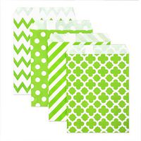 KEYYOOMY 100 Pcs Candy Buffet Bags Small Paper Treat Bags (Lime Green, 5 inch X 7 inch)